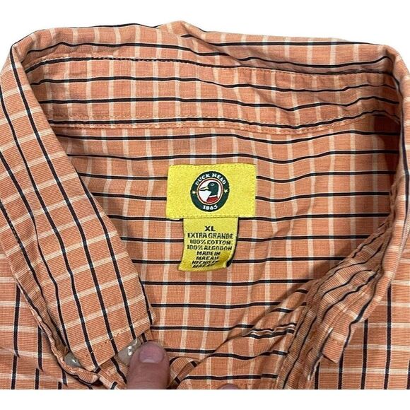 Duck Head Orange Blue Gators CLemson Plaid Short Sleeve Button Down Shirt XL - Picture 3 of 5